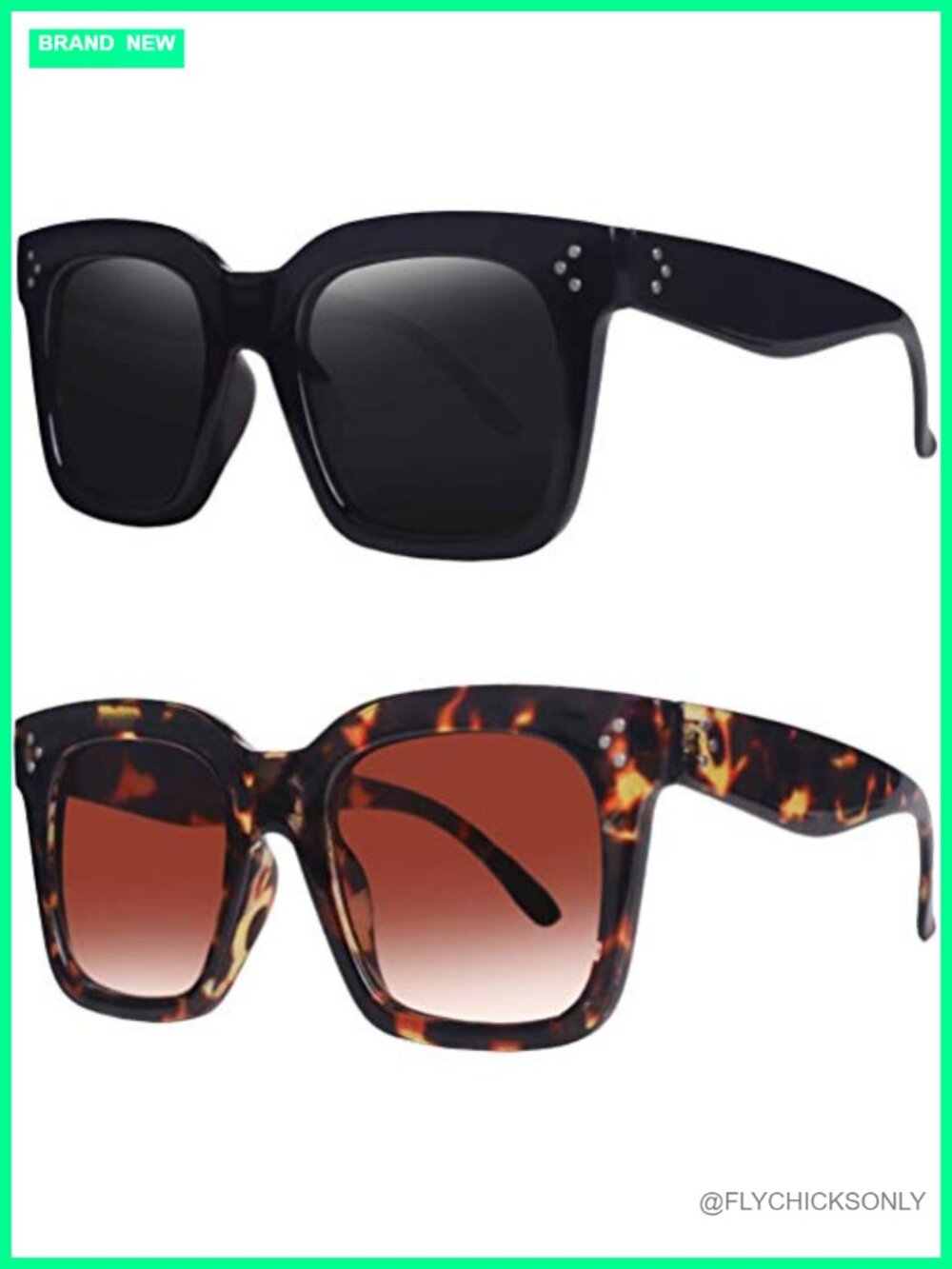 Vintage Oversized Square Sunglasses UV400 Protection Retro Style